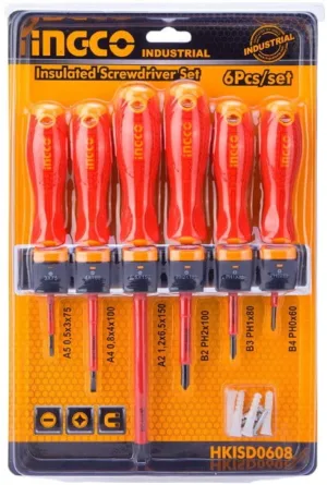 INGCO HKISD0608 6PCS 1000V VDE INSULATED SCREWDRIVERS SET