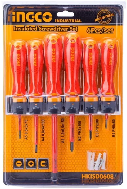 INGCO HKISD0608 6PCS 1000V VDE INSULATED SCREWDRIVERS SET - Image 2