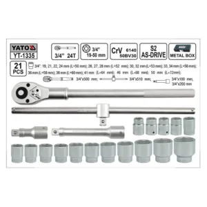 YATO YT-1335 3/4″ DRIVE 21PCS SOCKET SET