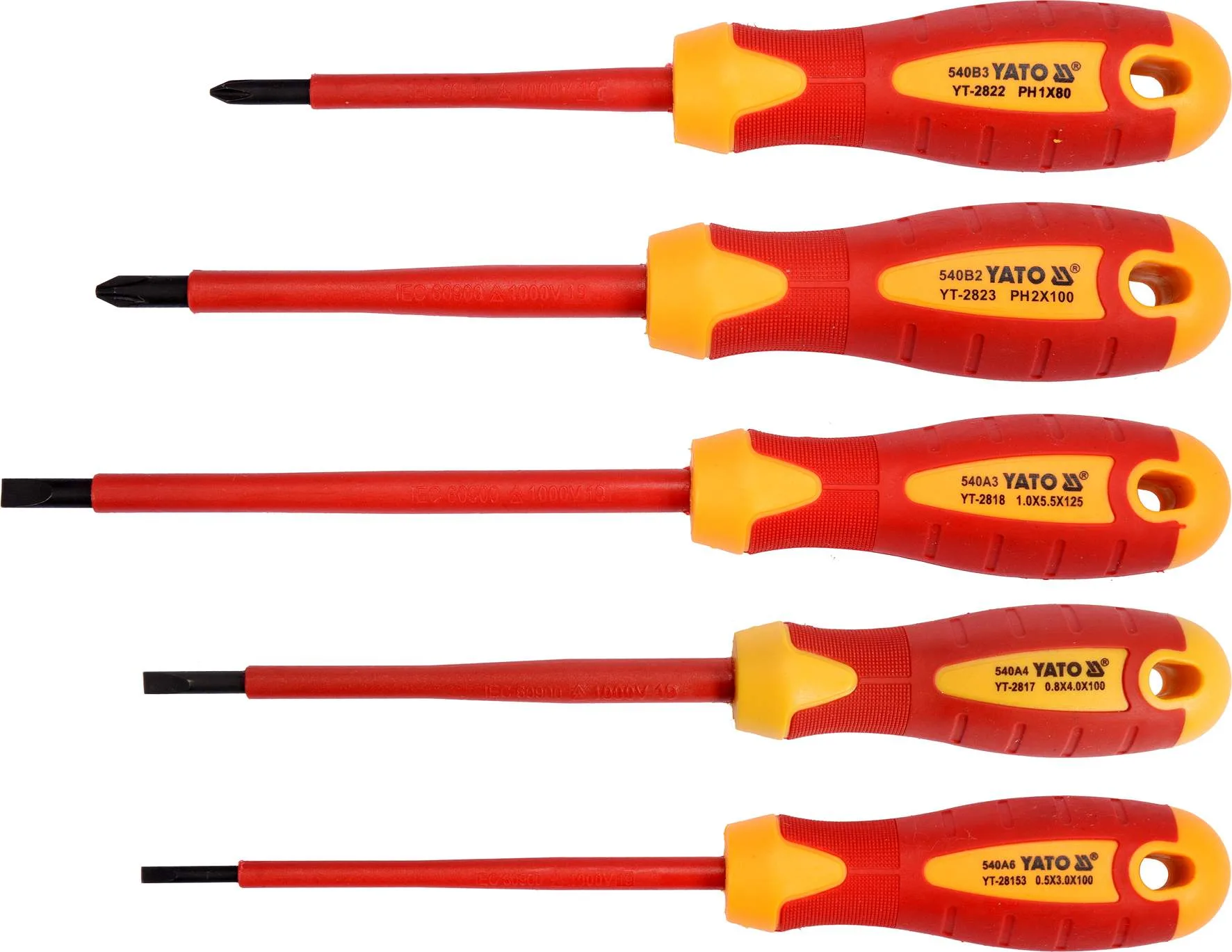 YATO YT-2827 5PCS 1000V INSULATED SCREWDRIVER SET (SLOTTED & PHILLIPS)