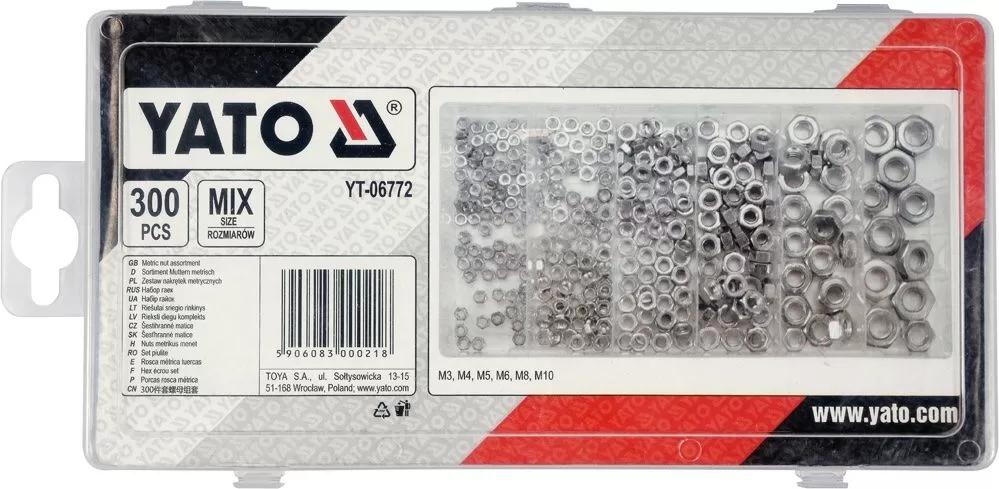 YATO YT-06772 300PCS NUTS ASSORTMENT METRIC