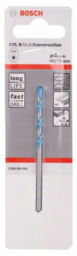 BOSCH 2608596050 4mm MULTI-PURPOSE DRILL BIT CYL-9 Multi Construction
