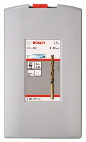 BOSCH 2608587018 1-13mm ProBox METAL DRILL BIT SE HSS-Co, DIN 338 (cobalt alloy)