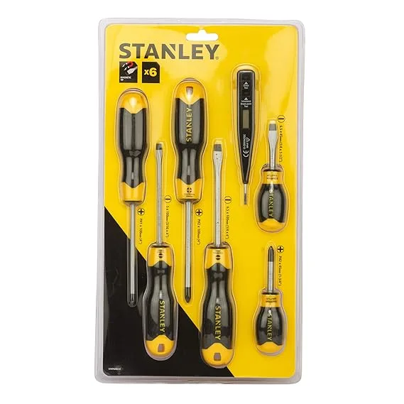 STANLEY STHT92002-8 6PCS CUSHION-GRIP SCREWDRIVER SET PLUS VOLTAGE TESTER